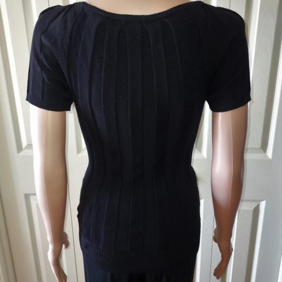 George Black Wide Rib Knit Short Sleeve Band Waist Size S NWOT - Picture 2 of 3